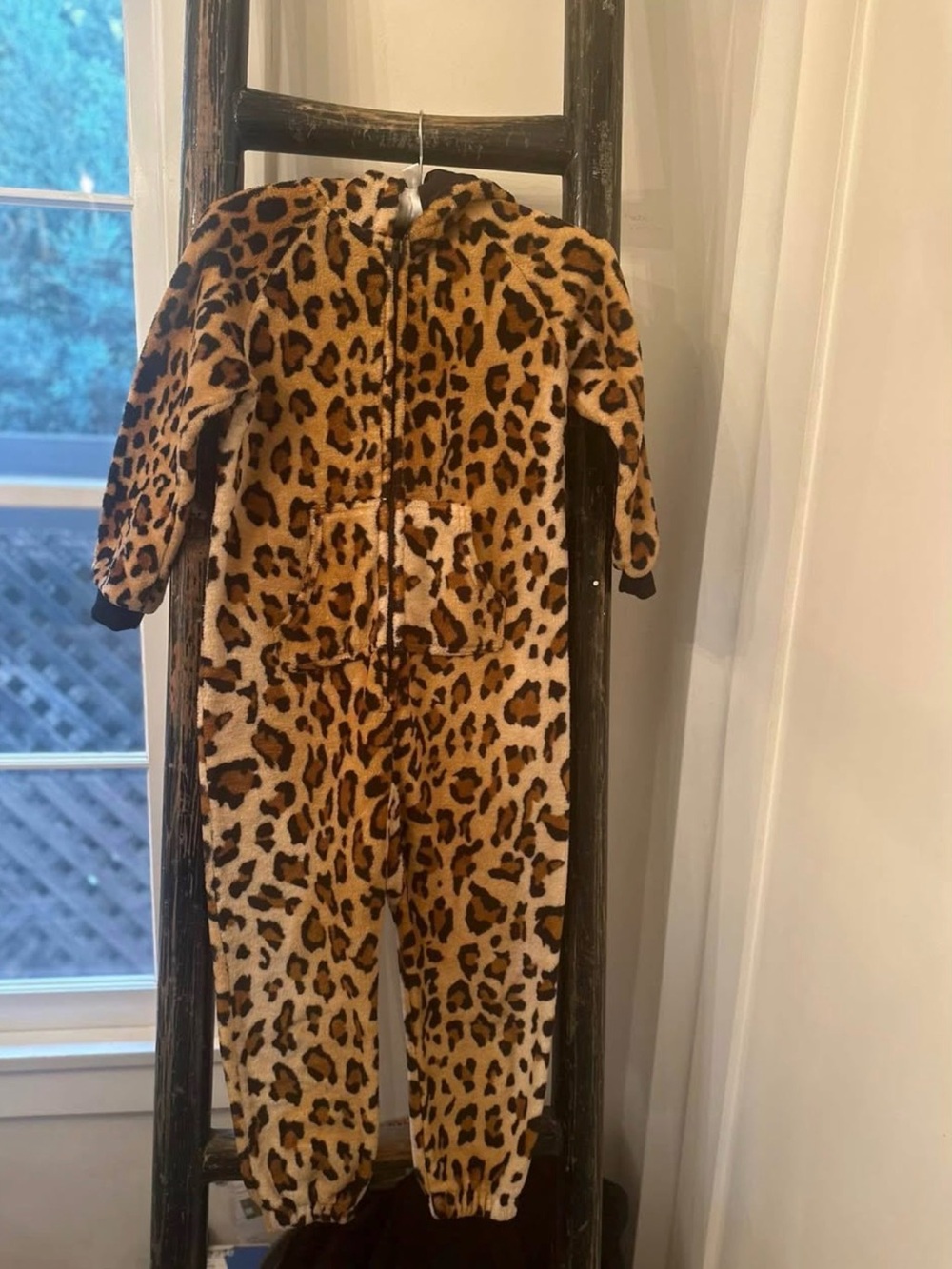Leopard Print Fleece Kids Coverall - Cozy Brown Hooded Jumpsuit